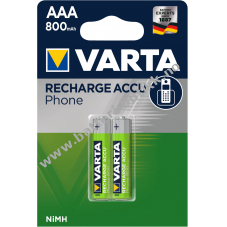 Varta Micro AAA Batteri til DECT-Telefone 800mAh 2 pakke