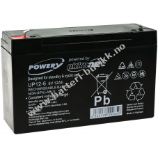 Powery Blei-Gel Batterier til Reinigungsmaschinen Alarmanlagen 6V 12Ah (ersetzt auch 10Ah)
