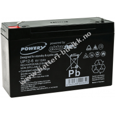 Powery Blei-Gel Batterier til Kindermotorrad Kinderbuggy  6V 12Ah (ersetzt auch 10Ah)