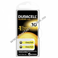 Duracell Hreapparat Batteri DA10 6 Blister