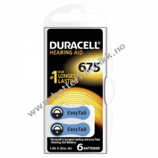 Duracell Hreapparat Batteri DA675 6 Blister